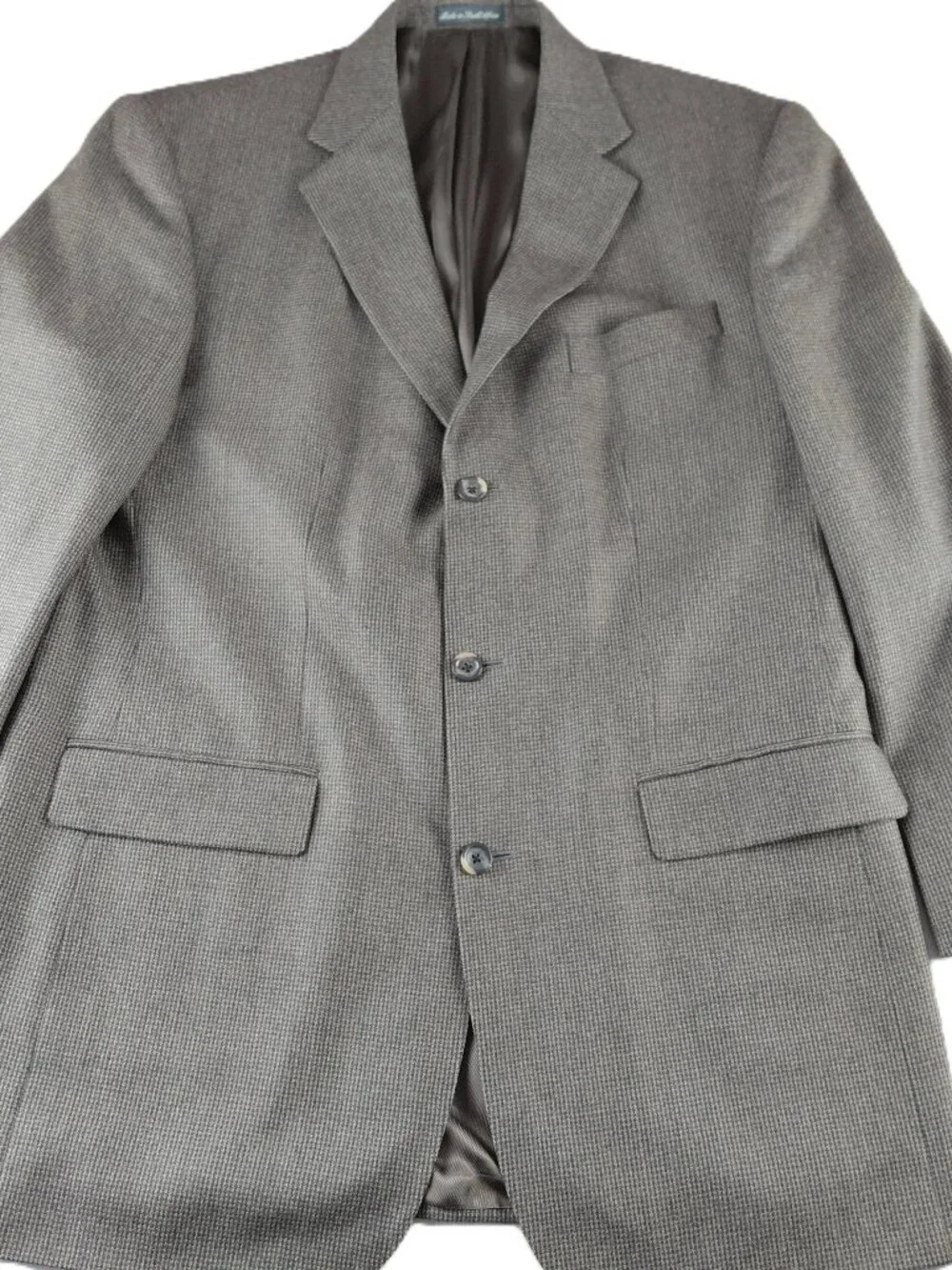 Oscar De La Renta Single Breasted Blazer Men's 43L Black Tan Wool Cashmere Blend